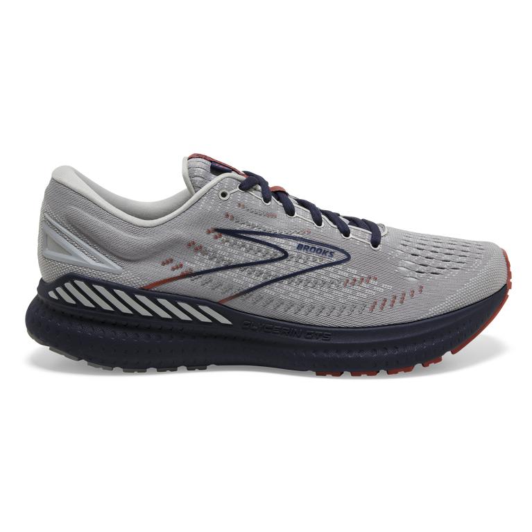 Brooks GLYCERIN GTS 19 Max Cushion Road Running Shoes Mens Outlet - Grey/Alloy/Peacoat (JRH854267)